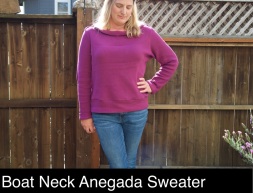 Halfmoon Atelier Boatneck Anegada top sewn in purple waffle knit with long sleeves.