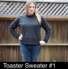 Toaster sweater pattern by Sew House Seven sewn in black flecked french terry.